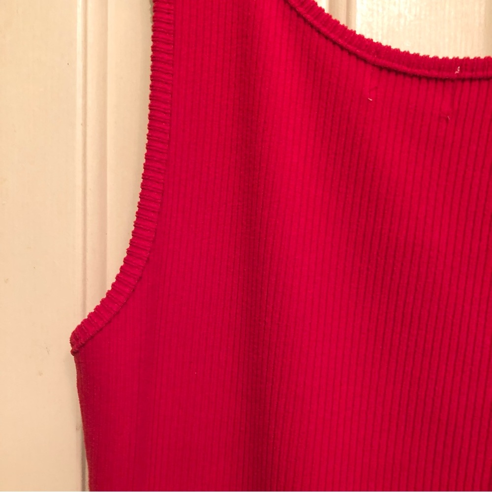 Pink Lily Ribbed Button Front Bodycon Dress Red Small - Picture 5 of 6